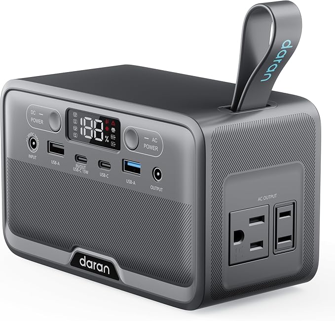 Portable Power Station 28,000mAh LiFePO4 Battery 100W(200W Peak) Solar Power Bank, Portable Charger Small Generator with AC Outlets & PD Fast Charging for Home/Laptop/Camping(Solar Panel Optional) by DARAN