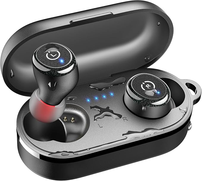 TOZO T10 Wireless Earbuds Powerful Bass Stereo Wireless Charging, APP, IPX8 | Waterproof, 55H Playtime, Ergonomic Design In Ear buds, App Customize EQ, Bluetooth 5.3 Headphones for Work, Travel, Black by TOZO
