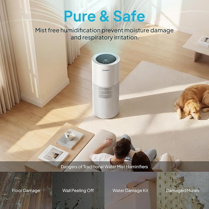 8L Evaporative Humidifier for Large Rooms up to 1000 ft²- Baby Elderly& Pet Safe Cool Evaporation, 900ml/h Output, UV Disinfection, Easy Top Fill,UltraQuiet 28dB, Smart AI Humidity Control Upgraded - Image 5
