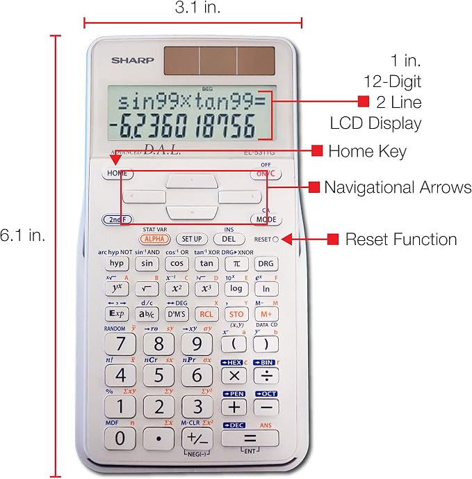 Sharp EL-531TGBDW 12-Digit Scientific/Engineering Calculator - Image 4