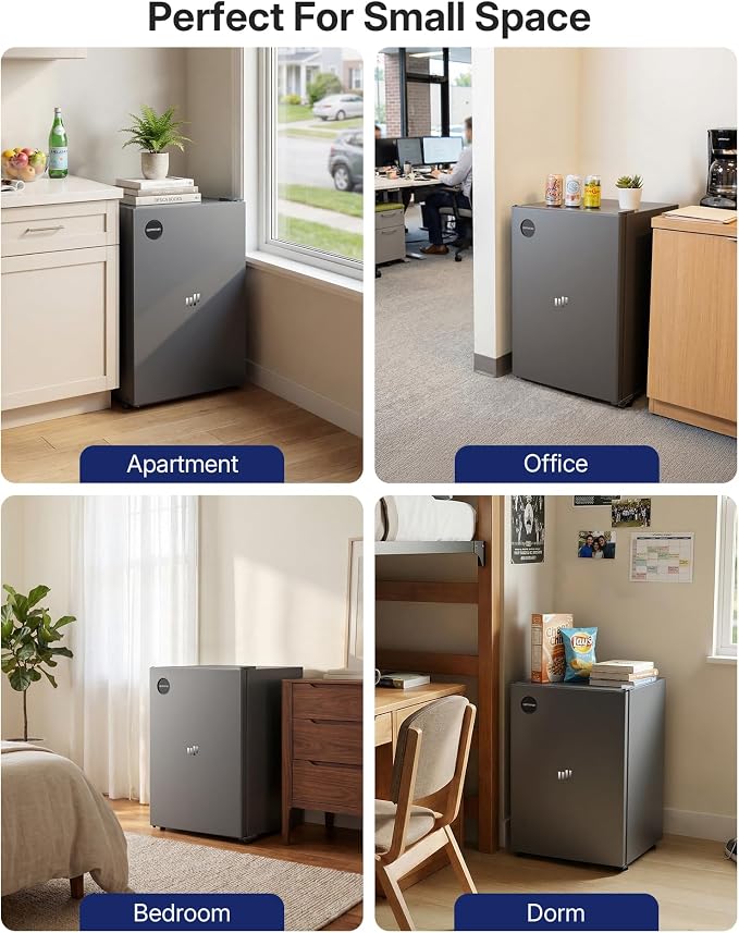 Upstreman 2.5 Cu.Ft All-Refrigerator Mini Fridge, Single Door Small Refrigerator, Dorm Fridge with 7 Adjustable Thermostat, Compact Refrigerator for Office, Bedroom or Dorm, Gray-CR26 - Image 8