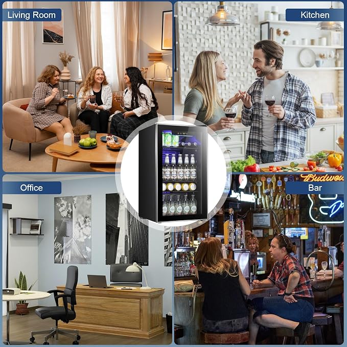 Antarctic Star Beverage Refrigerator -120 Can Mini Fridge for Soda Beer or Wine,Small Drink Dispenser, For Office or Bar with Adjustable Removable Shelves，Convertible Door ，3.1 Cu.Ft - Image 7