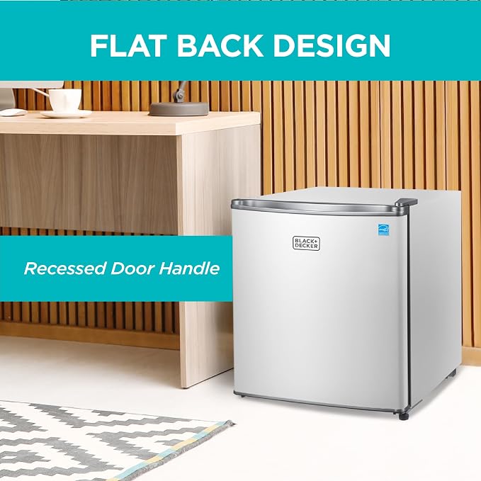 BLACK+DECKER 1.7 Cu. Ft. Compact Refrigerator, Energy Star, BCRK17W, White | Energy Star Certified, Single Door Mini Fridge with Chiller Compartment, Personal Fridge for Home or Dorm, R600a Refrigerant - Image 6