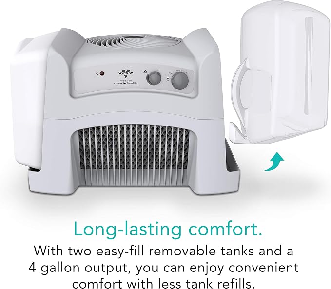 Vornado Evap40 Evaporative Humidifier with Adjustable Humidistat, 4-Gallon Capacity for Large Room Coverage up to 1,000 sq ft, 3 Speed Settings, Easy to Clean Dual Tank - Image 4