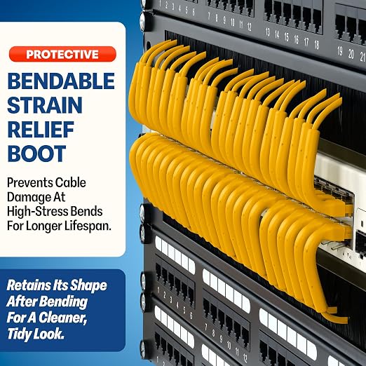 Everest Ultra Slim Cat6a Ethernet Patch Cables 2ft Yellow - Image 3