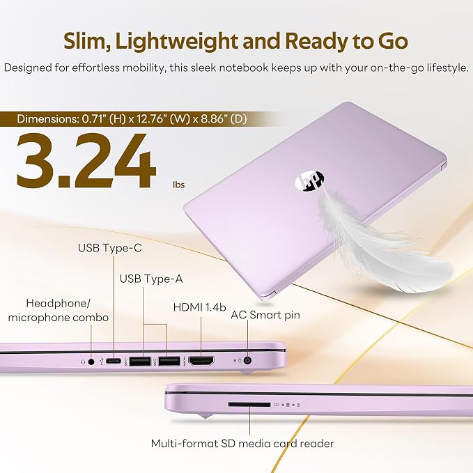 HP Stream 14" HD Laptop with AI Copilot for Student & Business, Intel Processor N150, 4GB RAM, 1.12TB Storage (128GB UFS + 1TB Docking Station), 1 Year Office 365, Wi-Fi 6, Win 11, Lavender Purple - Image 9