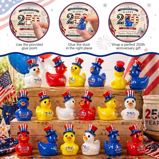 Skylety 36 Pcs Patriotic Mini Ducks 4th of July Independence Day Party Decor - Image 3