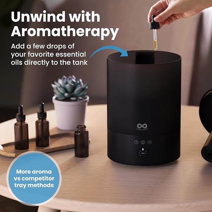 Everlasting Comfort 2.5L Top Fill Humidifiers for Bedroom - Quiet Easy to Fill & Clean, 24HR Runtime, Night Lights, Timer, Ultrasonic Cool Mist Humidifier, Auto Shut-Off, Essential Oil Diffuser - Image 7