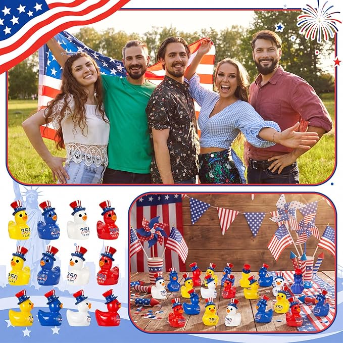Skylety 200 Pcs Patriotic Mini Ducks 4th of July Independence Day Party Decor - Image 7