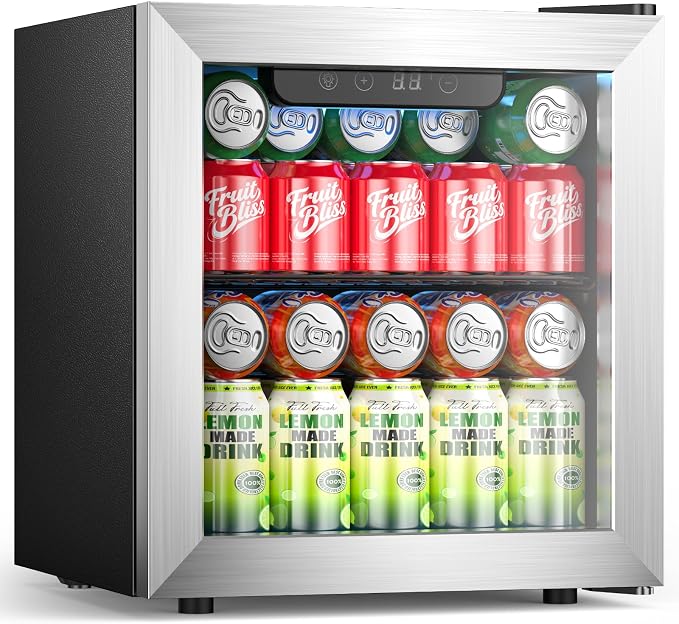 Beverage Refrigerator, 50 Cans Commercial Mini Fridge Cooler, 1.3 Cu.ft with Glass Door, Adjustable Shelves, Digital Temperature Freestanding Small Drink Fridge Soda Beer or Wine for Home Dorm Bar by COWSAR