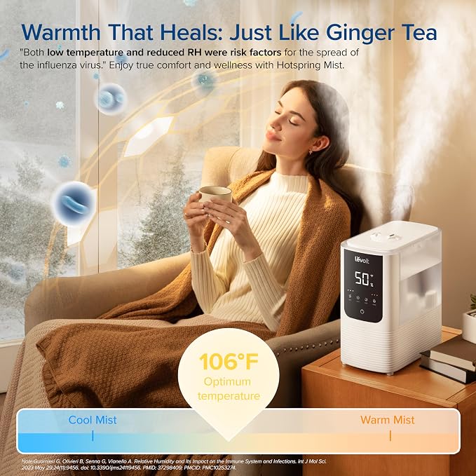 LEVOIT Humidifiers for Bedroom Home, Smart Warm and Cool Mist Air Humidifier for Large Room, Auto Customized Humidity, Fast Symptom Relief, Easy Top Fill, Essential Oil, Quiet, OasisMist4.5L, White - Image 4
