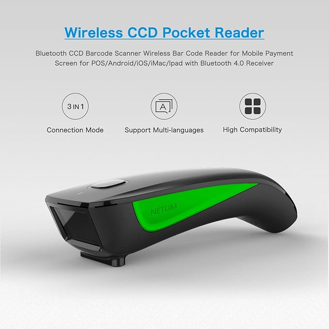 NETUM Mini Barcode Scanner Bluetooth Compatible, Small Portable USB Bar Code - Image 2