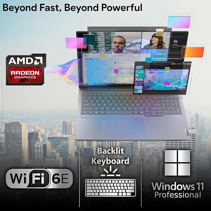 Lenovo ThinkBook 16 G7 Business Laptop, 16” FHD+, AMD Ryzen 7 7735HS, 32GB DDR5, 1TB NVMe, WiFi 6E + BT, Backlit KB, Fingerprint Reader, HD Webcam, Win 11 Pro - Image 4