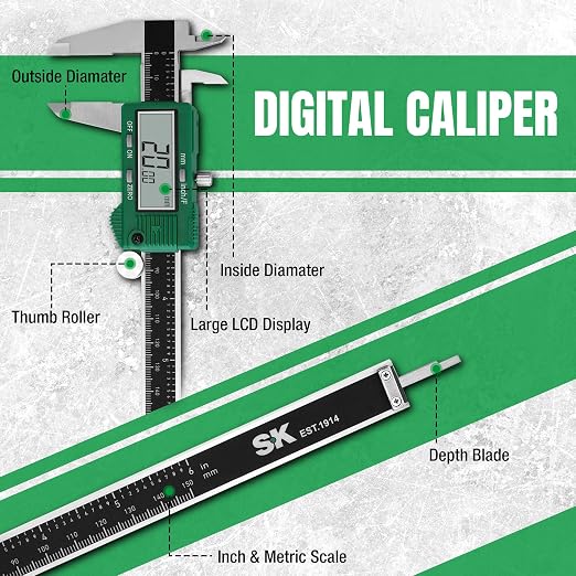 SK 6-Inch Digital Calipers, Vernier Caliper - Image 3