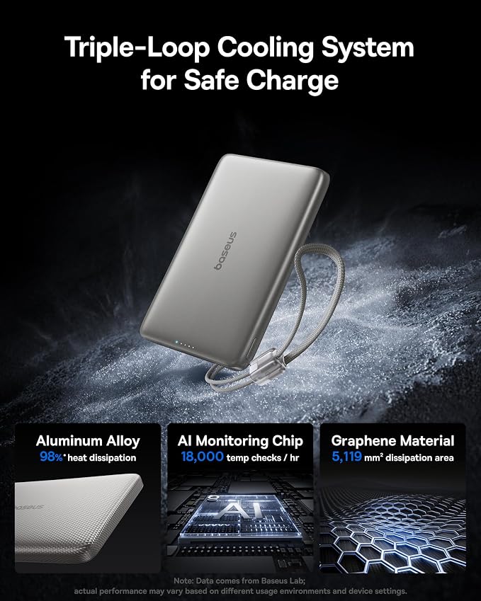 Baseus Picogo Qi2 15W Magsafe Portable Charger, 0.5" Ultra Slim 10000mAh Wireless Power Bank with 27W Built-in USB-C Cable, Magnetic Battery Pack for iPhone 17 Pro Max/17 Pro/Air/16/15/14/13/12 - Image 4
