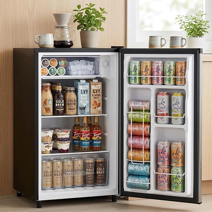 3.2 Cu.Ft Mini Fridge with Freezer, 1 Door Small Refrigerator with Adjustable Thermostat Energy-efficient Low Noise, Compact Fridge for Bedroom, Office, Dorm, Silver - Image 8