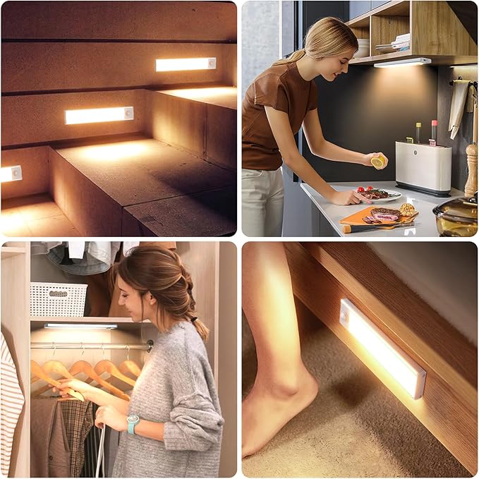 6 Pack Under Cabinet Lighting Wireless, 32 LED Rechargeable Battery Motion - Image 7