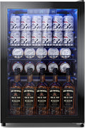 Tehanld 2.5 Cu.Ft Beverage Fridge, Glass Door Mini Fridge, Black, 96 Can | Adjustable Shelves for Wine & Beer, Digital Temp, Holds Up to 96 Cans, Freestanding for Home & Office by Tehanld