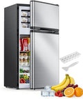 Electactic 2.5 Cu.Ft Mini Fridge with Freezer, Double-Door Compact Refrigerator, Adjustable Glass Shelves, Mechanical Thermostat & Leveling Feet, Space-Saving for Apartment/Dorm/Office, Silver by Electactic