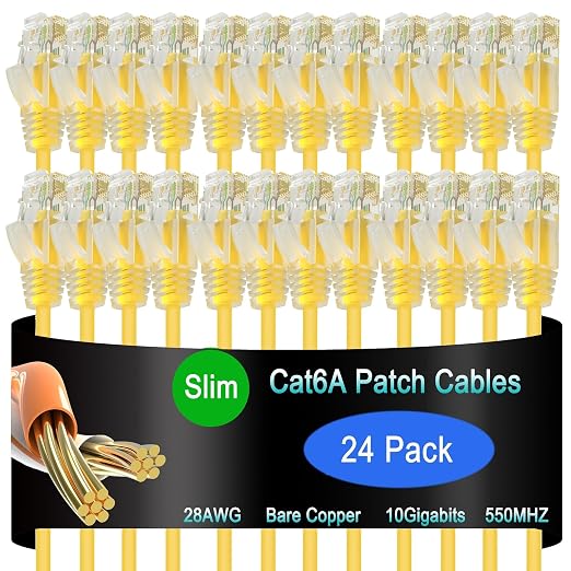 Cat6a Slim Ethernet Patch Cable 1 ft, Cat6a Patch Cable by Lysymixs