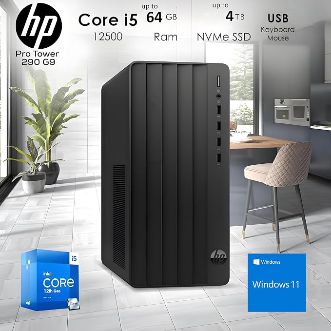 HP Pro Tower Desktop for Business & Home, Intel i5-12500 Processor, 32GB RAM, 1TB SSD, Intel UHD Graphics 770, Wi-Fi 6, Bluetooth 5.3, Windows 11 Home - Image 2