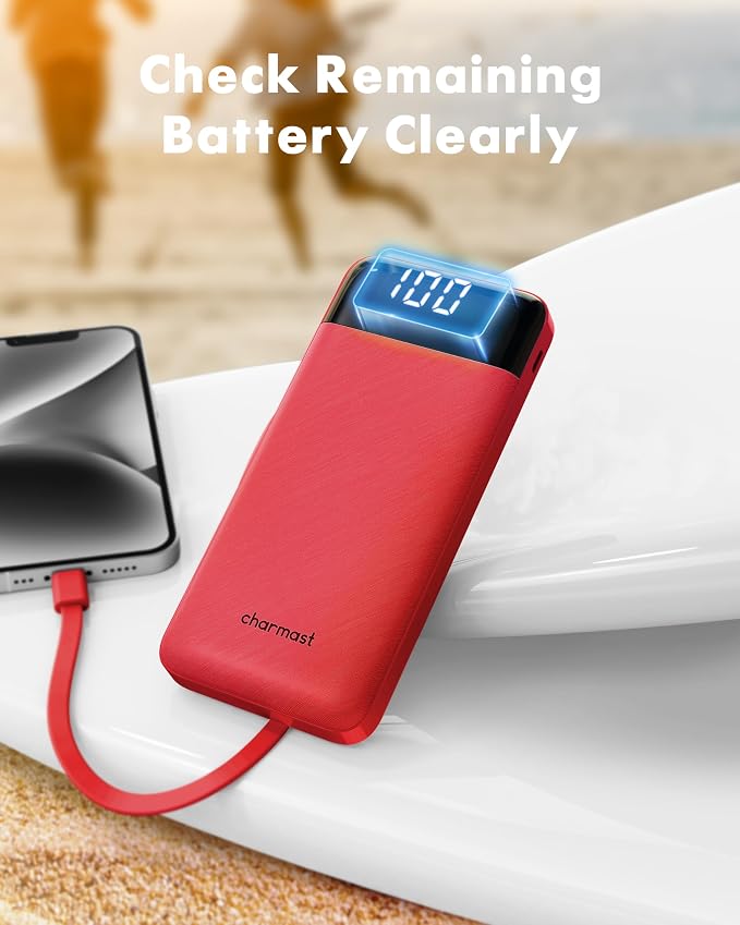 Charmast Portable Charger with Built in Cables, Power Bank with Cords Wires, Slim 10000mAh Travel Battery Pack 6 Outputs 3 Inputs 3A Fast Charging for Samsung Google Pixel LG Moto iPhone iPad - Image 7