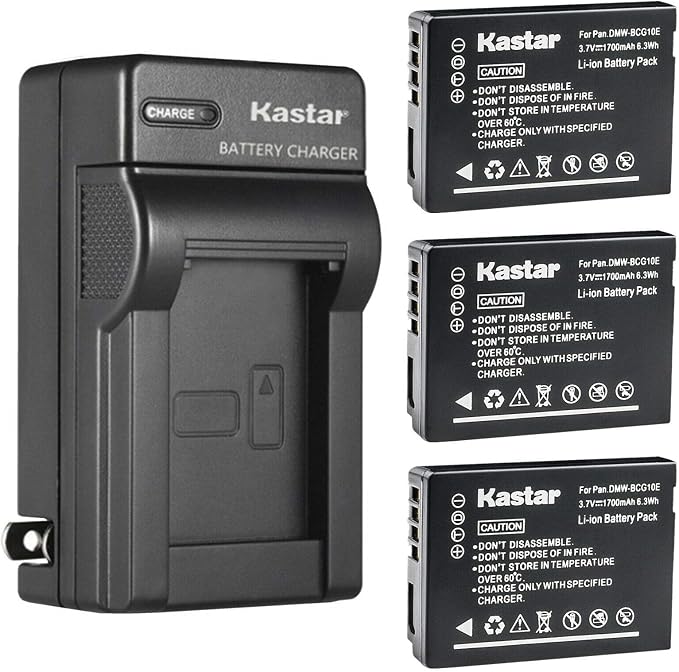 Kastar 3-Pack DMW-BCG10 Battery + AC Wall Charger Replacement by Kastar