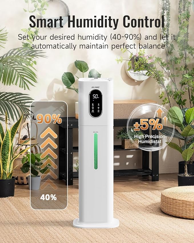 Humidifier Large Room Bedroom with Night Light, 2.1Gal(8L) Humidifiers for Home with Essential Oil Diffuser, Top Fill Whole House Cool Mist Humidifiers for Plants Baby Kids Adults(White) - Image 7