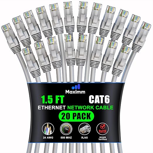 Maximm Cat 6 Ethernet Cable 1.5 ft by MaximmCable