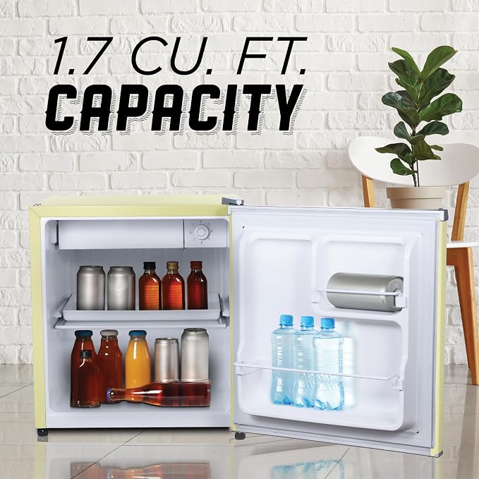 ICEBOX 1.7 Cu. Ft. Compact Refrigerator, ENERGY STAR Certified Small Refrigerator, Single Door Mini Fridge with Chiller Compartment, R600a Refrigerant, IBCR17SUN, Sun Yellow - Image 2