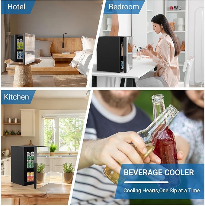 Erivess Mini Fridge 24 Can Beverage Refrigerator Cooler Mirrored Glass Door | 0.9 Cu Ft Drink Fridge for Home/Bar/Office with Digital Temperature Control, Removable Shelf for Cosmetics/Skincare/Soda/Beer - Image 7