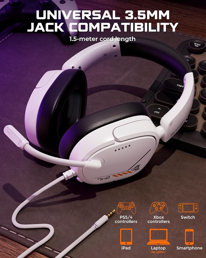 NUBWO HG04L Gaming Headset for PS5/PS4, Xbox Series X|S/Xbox One, Switch – 250g Lightweight, Clear Unidirectional Mic, Soft Memory Earmuffs, 3.5mm Jack for Gaming & Work - Image 6