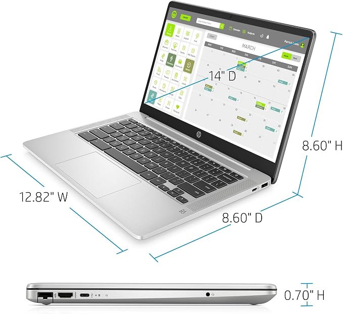 HP 14 Chromebook 14in HD Intel 4-core CPU 4GB RAM 64GB eMMC (Renewed) - Image 3