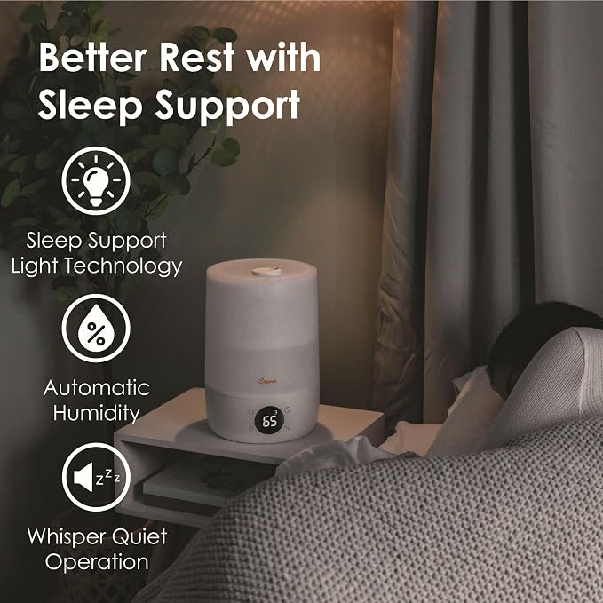 Crane Ultra-Quiet 3-in-1 Humidifier, Essential Oil Aroma Diffuser & Soothing Sleep Light - Compact 1.2 Gallon Capacity with Adjustable Night Light & Fragrance Tray - Ideal for Bedroom and Office - Image 4