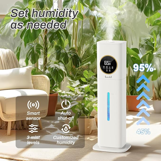 Humidifier Large Room, 2.1Gal/8L Humidifiers for Bedroom Home with Essential Oil Diffuser, Top Fill Whole House Cool Mist Humidifiers for Plants Baby Kids Adults Office, White - Image 4