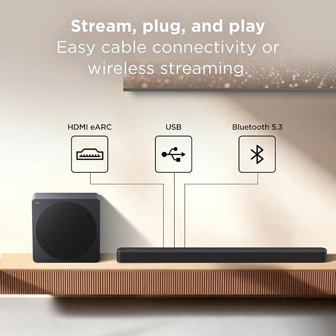 TCL Design Series Bang & Olufsen A65K | 3.1 Sound Bar with Wireless Subwoofer for Smart TV | Ultra Slim Dolby Atmos DTS:X AI Calibration | 460W Bluetooth Home Theater Audio System | 2026 Model - Image 9