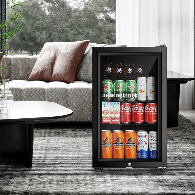 Saeoola Beverage Refrigerator, 2.3Cu.ft Mini Fridge with Double Glass Door, Cooler for Soda, Beer or Wine for Home, Office or Bar with Adjustable Removable Shelves (Black) - Image 6
