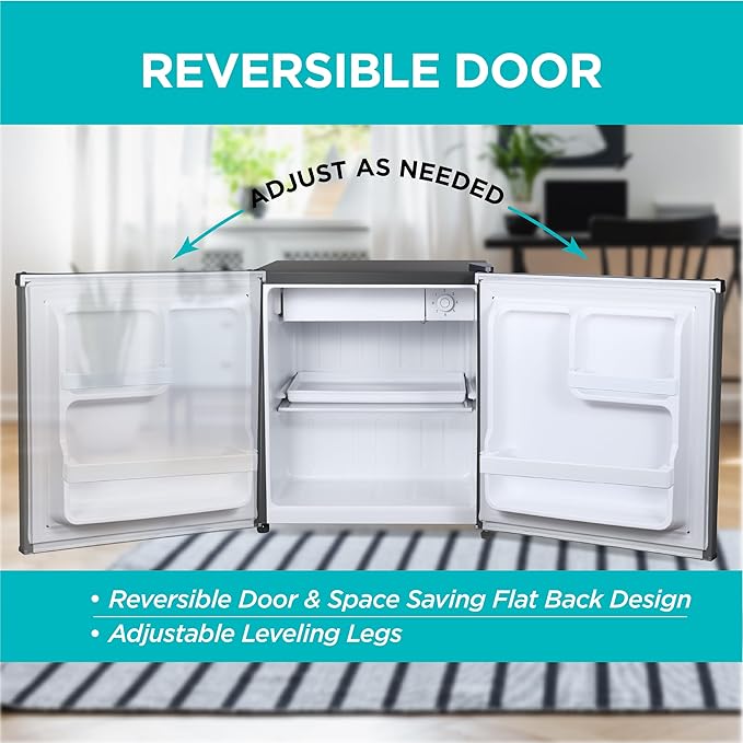 BLACK+DECKER 1.7 Cu. Ft. Compact Refrigerator, Energy Star, BCRK17B, Black | Energy Star Certified, Single Door Mini Fridge with Chiller Compartment, Personal Fridge for Home or Dorm, R600a Refrigerant - Image 5