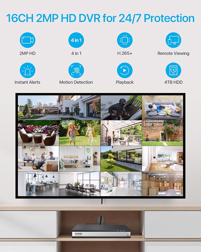 ZOSI H.265+ 1080p 16 Channel Home Security Camera System - Image 2