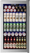 Feelfunn Beverage Refrigerator Cooler - 126 Can Mini Fridge Glass Door for Drinks Soda Beer Wine - Small Refrigerator for Office Bedroom Home Bar, 4 Adjustable Shelves, 3.2 Cu.Ft, Silver by Feelfunn