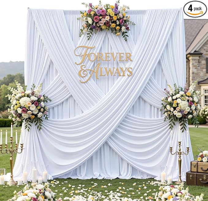 20ftx12ft Wrinkle Free White Backdrop Curtains by CO-AVE
