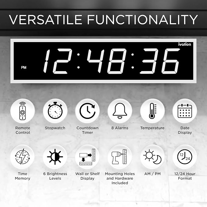Ivation Oversized 24" Large Digital LED Clock | Big Digital Clock - Image 6