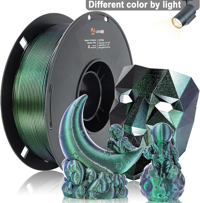 LOVOON 3D Printing PLA Filament 1.75mm Sparkle Glitter, Burnt Titanium 3D - Image 5