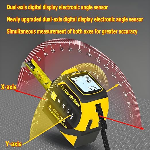 tape measure 4-in-1 laser Digital Measuring Tape & 60m/197ft Laser Distance - Image 2