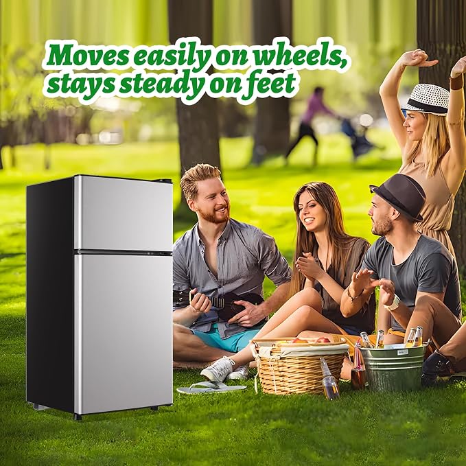 2.4 Cu.ft Mini Fridge with Top Freezer Apartment Size Dual Door Compact Refrigerator for Personal Use Small Fridge with Egg tray, 7 Temperature Control For Dorm, Silver - Image 5