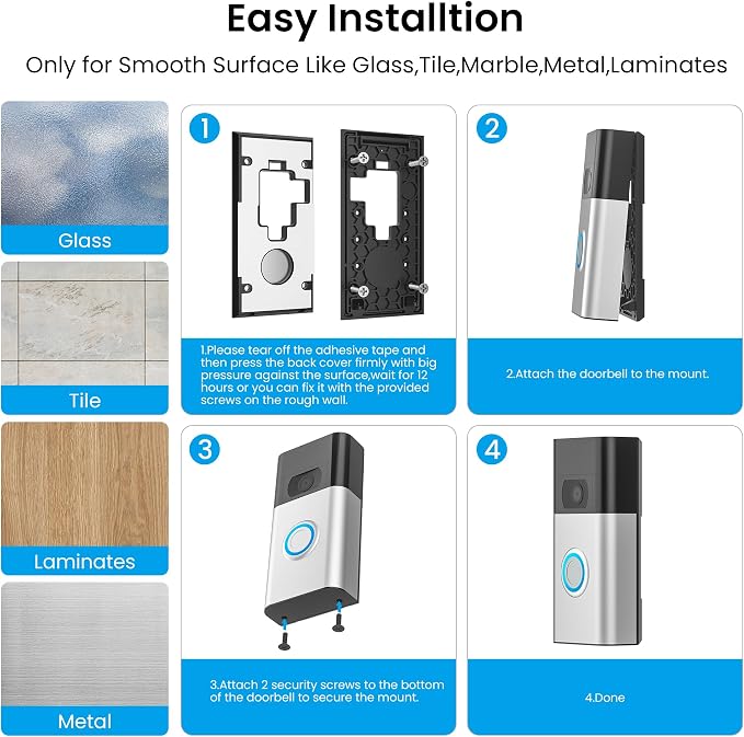 No-Drill Adhesive Doorbell Mount Compatible - Image 6