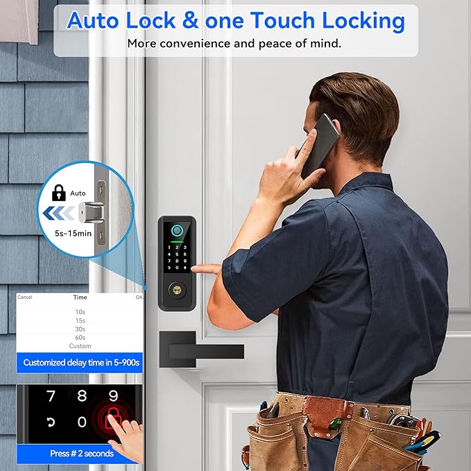 Keyless Entry Door Lock with Handle Set, Smart Front Door Lock with Keypad Set - Image 5