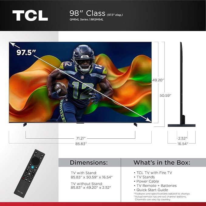 TCL 98 Inch Class QM64L Series | Mini LED QLED 4K HDR Smart Fire TV | 98QM64L, 2026 | 120Hz-144Hz High Brightness, Dolby Vision Atmos, Alexa+ Voice Remote AI Streaming Television | Amazon Exclusive - Image 2