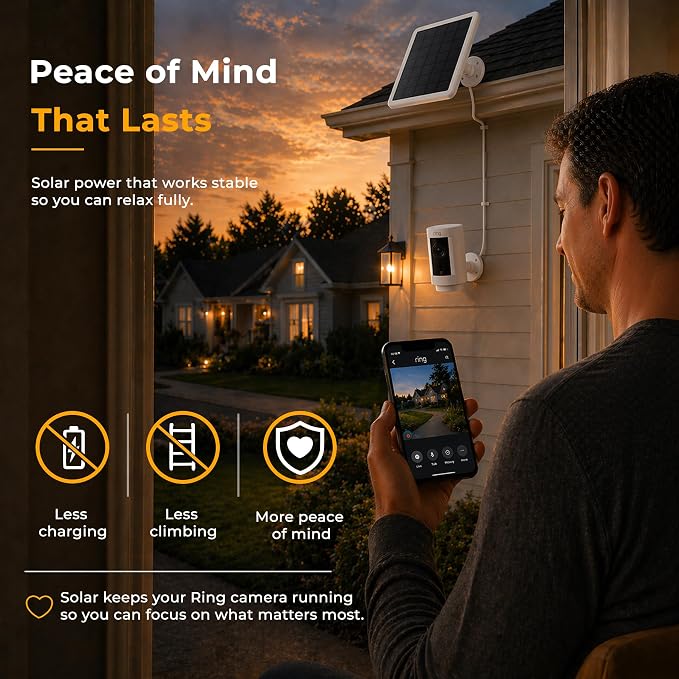 8W Solar Panel for Ring Camera, Spotlight Cam Battery, Includes Barrel Plug to - Image 4