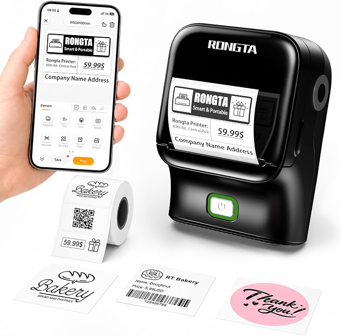 Rongta Bluetooth Label Maker Machine, Thermal Label Printer Easy to Use by RONGTA